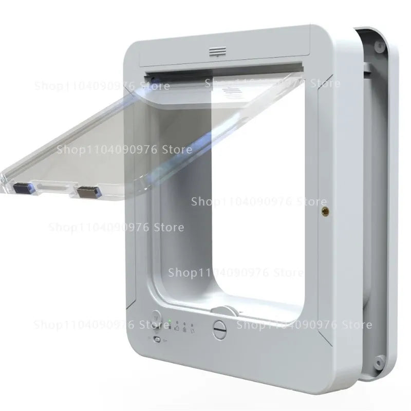 Electric Pet Door with Chip 4-Way Locking Cover Automatic Smart Pet Cat Dog Door