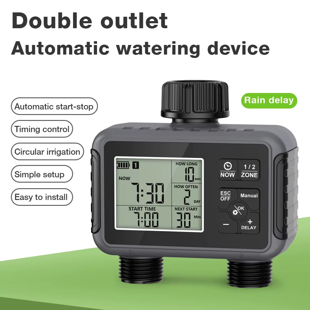 1/2/3-Outlets Smart Irrigation Watering System Automatic Water Timer Sprinkle Faucet Hose Programmer Timer for Garden Outdoor