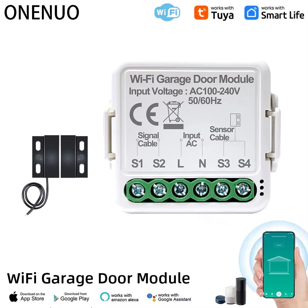 Wifi Smart Garage Door Opener Controller Tuya App Switch Automation Module Works with Alexa Google Home Siri