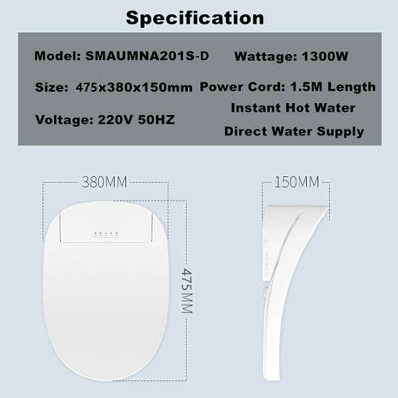 Smart Toilet Seat Bidet Electric Washlet Cover Remote Control Heated Water Clean