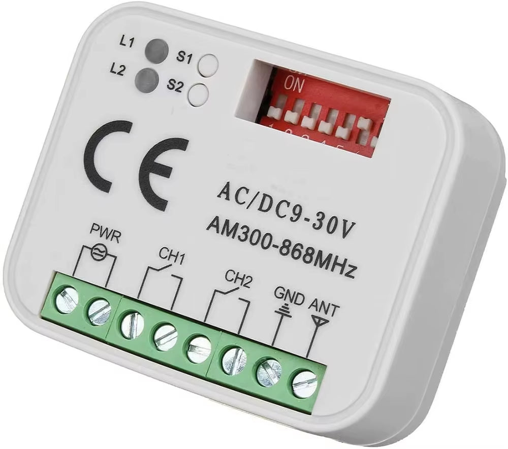 Garage Controller Remote Control Receiver 2 CH Controller Switch for 433 868 Mhz Transmitter Frequency 300-900Mhz
