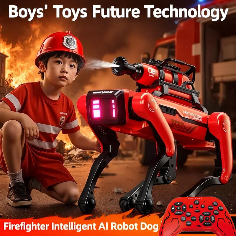 AI Robot Dog Intelligent Firefighting Robot Dog AI Electronic Pet Voice Interaction Remote Control Robot Children's Toy