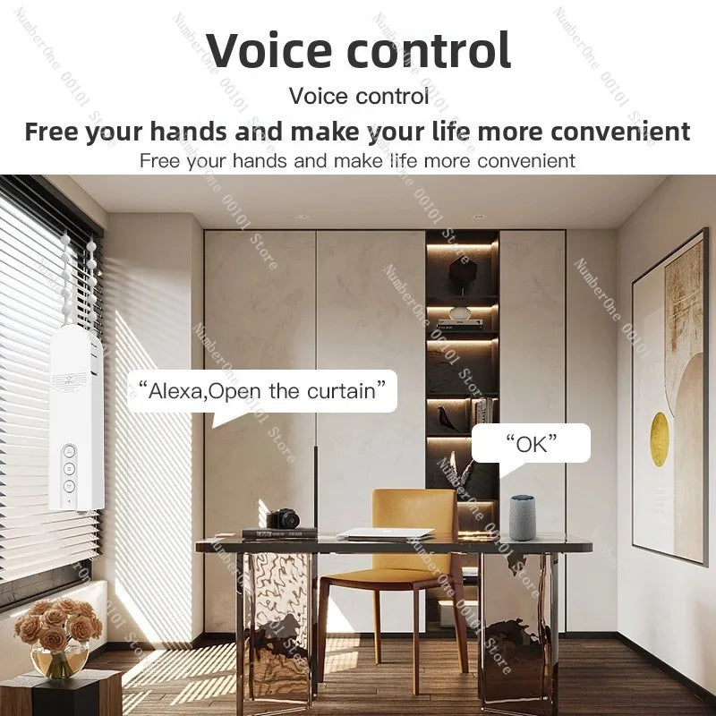 Bluetooth Smart Drawstring Curtain Motor Automatic Tuya Remote Control Zigbee Electric Bead Roller Blinds Motor