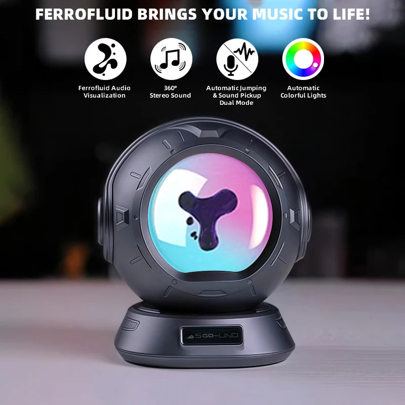 Bluetooth Speaker, Dancing Ferrofluid Speaker with 2 Adjustable Modes and Colorful Lights for Computer Desktop Home Decor, Rela
