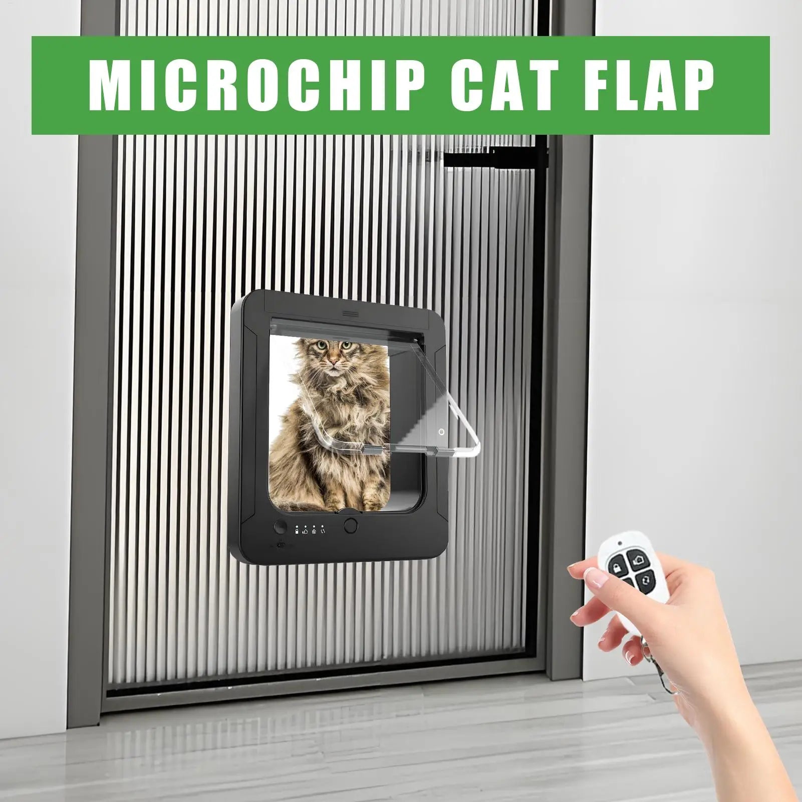 Electronic Cat Door Smart 4-Way Locking Pet Door With Remote Control And 2 Sensor Collars Automatic Sensor Dog Gate For Indoor