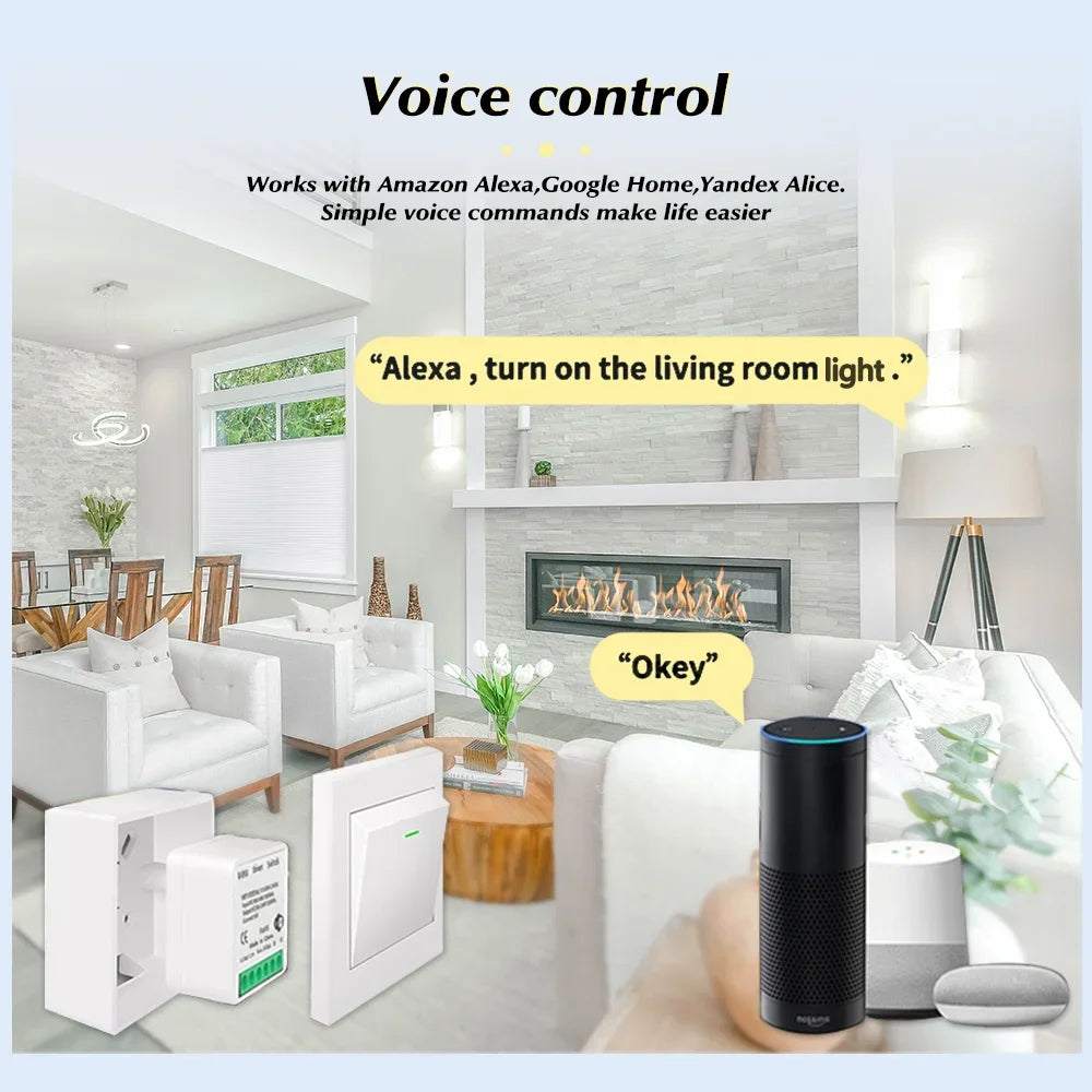 Tuya WiFi/Zigbee 3.0 Smart Switch Mini Breaker DIY Module Remote Timer Wireless Light Control Work with Smart Life Alexa Google