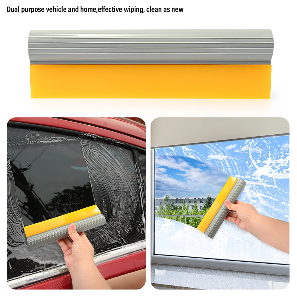 EHDIS 9-Inch Silicone Soft Turbo Squeegee Window Film Vinyl Wrapping Car Rubber Scraper with Tube Handle Home Tint Cleaning Tool