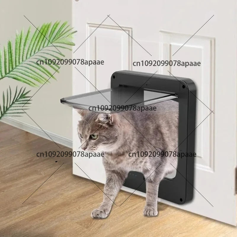 Electric Pet Door with Chip 4-Way Locking Cover Automatic Smart Pet Cat Dog Door