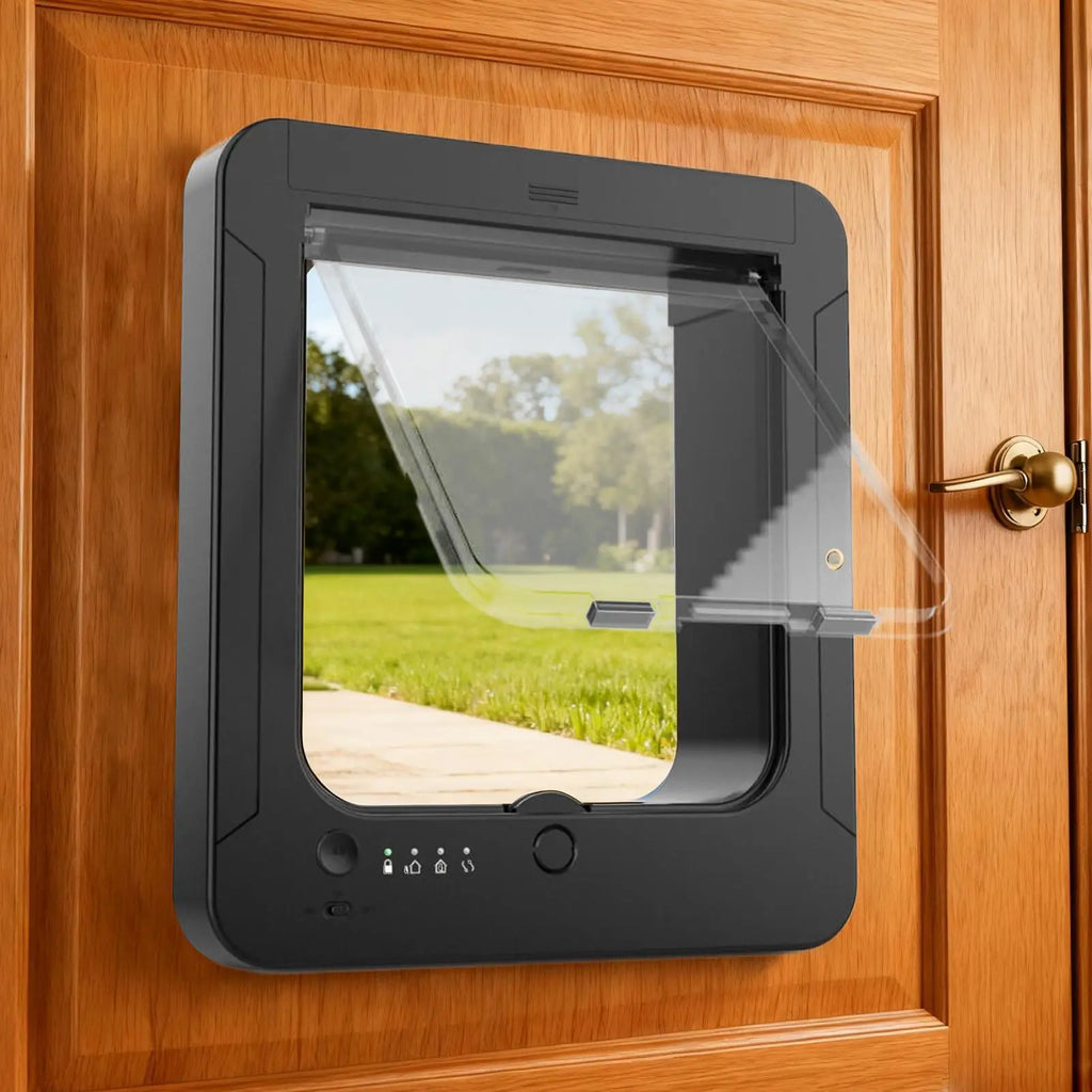 Electronic Cat Door Smart 4-Way Locking Pet Door With Remote Control And 2 Sensor Collars Automatic Sensor Dog Gate For Indoor