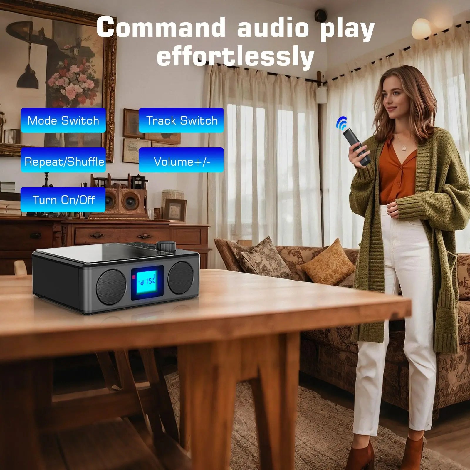 CD Player Portable with Bluetooth Speaker for Home Personal Desktop Stereo CD Player with USB FM Compact Remote Control FM Radio