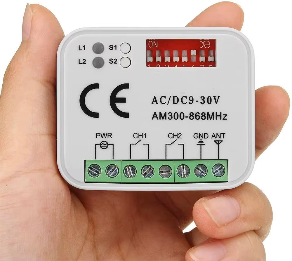 Garage Controller Remote Control Receiver 2 CH Controller Switch for 433 868 Mhz Transmitter Frequency 300-900Mhz