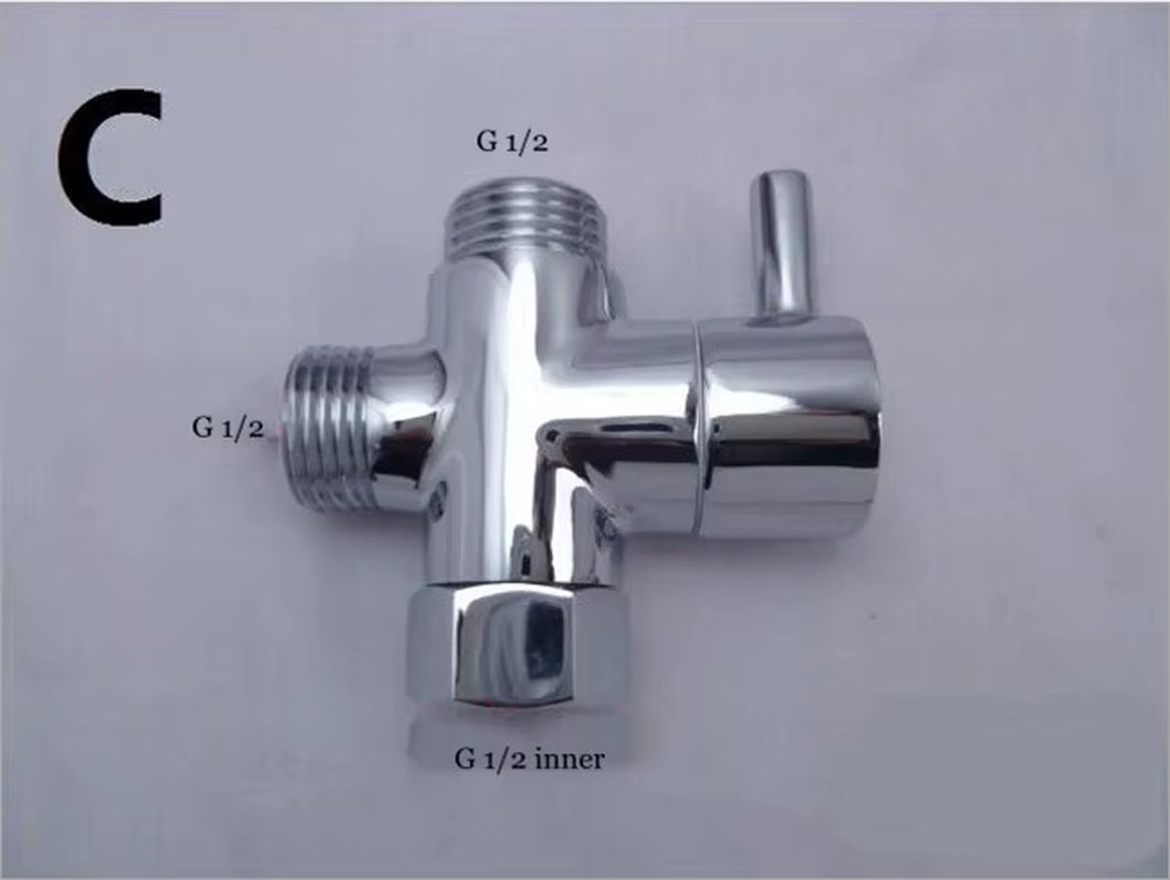 Three-Way Water Diverter T-Shaped Adapter Shower Diverters Connector Toilet Bidet Water Separator Faucet Splitter Valve
