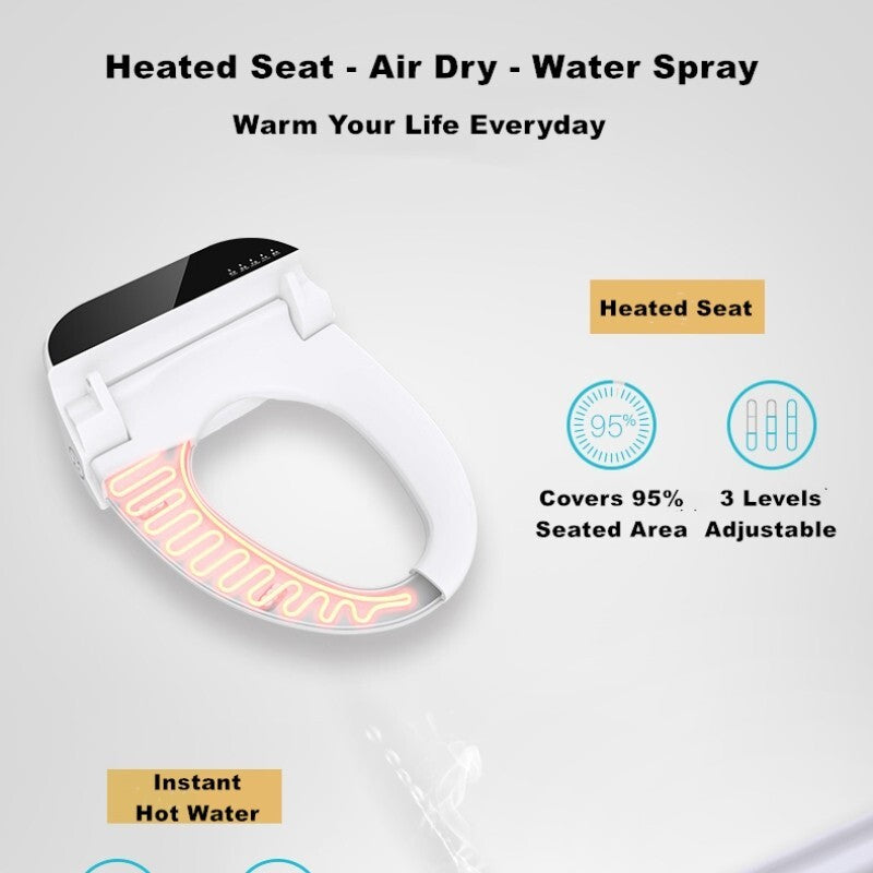 Electric Toilet Seat Bidet Cover Massage Mode Smart Washlet Heated Water Clean