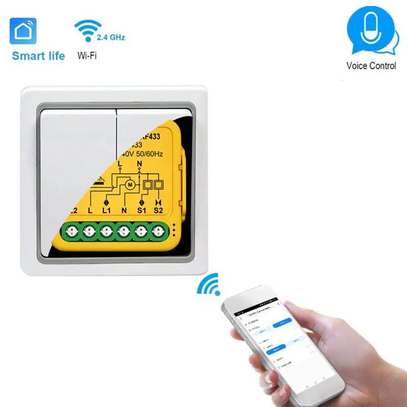 ALIM-2X Tuya Smart Wifi RF433 Curtain Switch Module Control For Electric Roller Shutter Blind Motor Works With Alexa