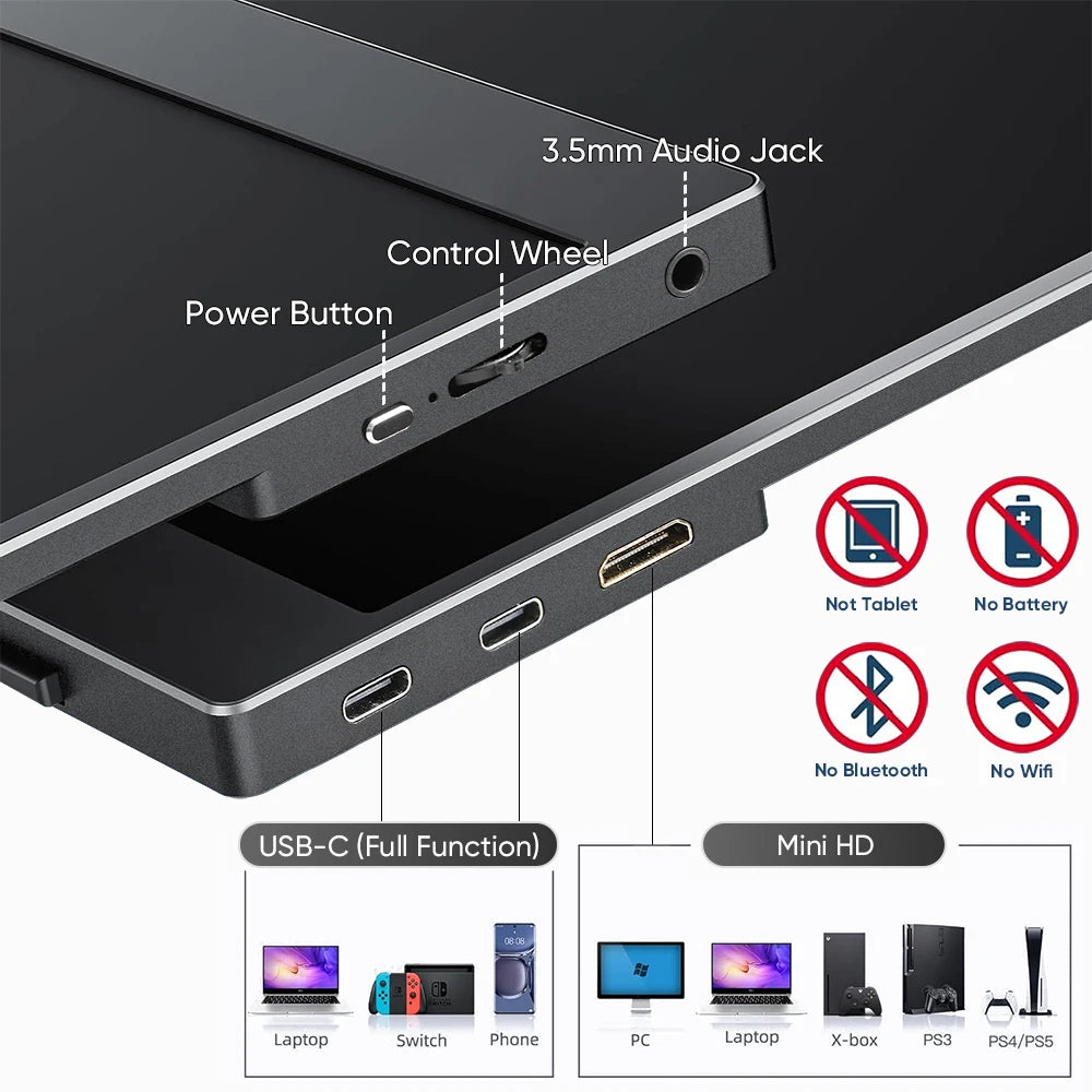 15.6 Inch 1080P USB-C HDR OLED Touchscreen Monitor Dual Premium Speakers Smart Cover External Portable Display Compatibility IPS