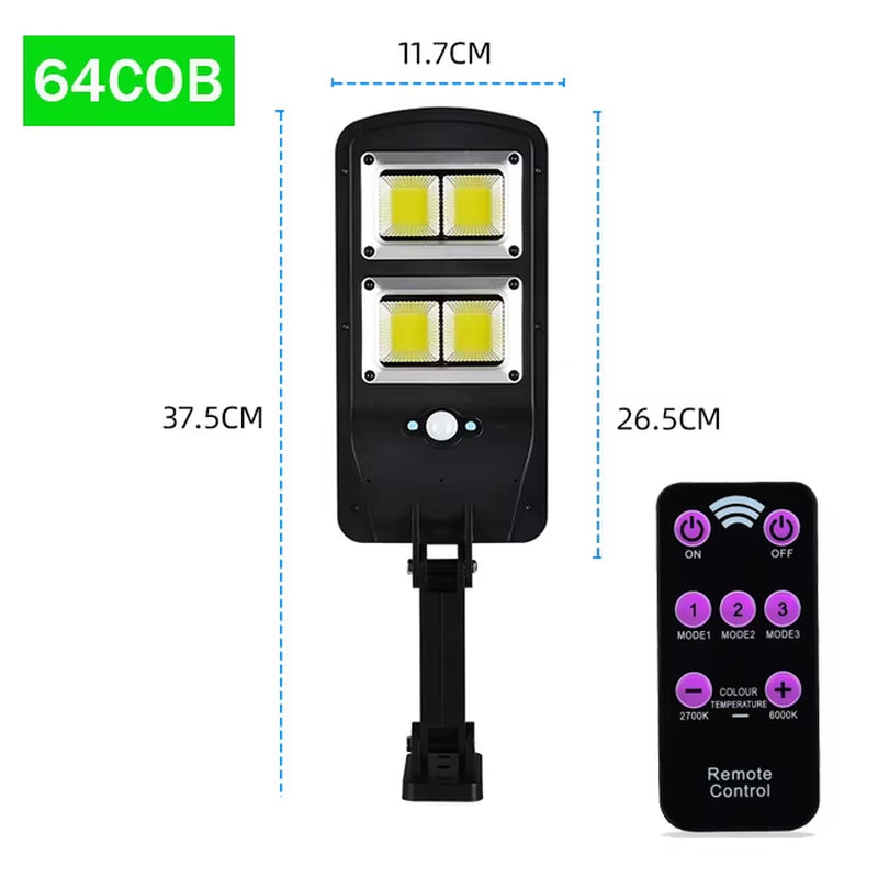 160COB Solar LED Street Light Waterproof Smart Remote Control PIR Motion Sensor Lamp 1500W Outdoor Garden Security Wall Light