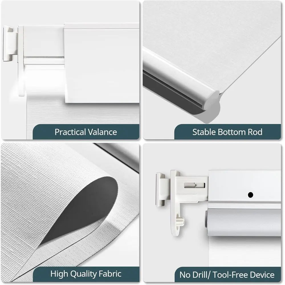 Wireless Remote Control Smart Blinds - White Cordless Roller Shades, 23 x 72