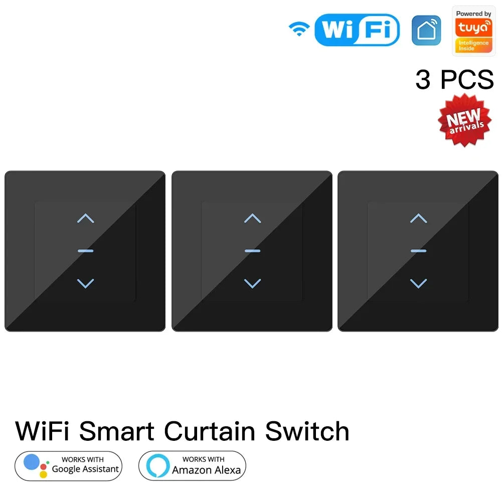 New WiFi Smart Curtain Switch Touch Design for Motorized Curtains and Roller Blinds work with Tuya Smart Life App Alexa Google