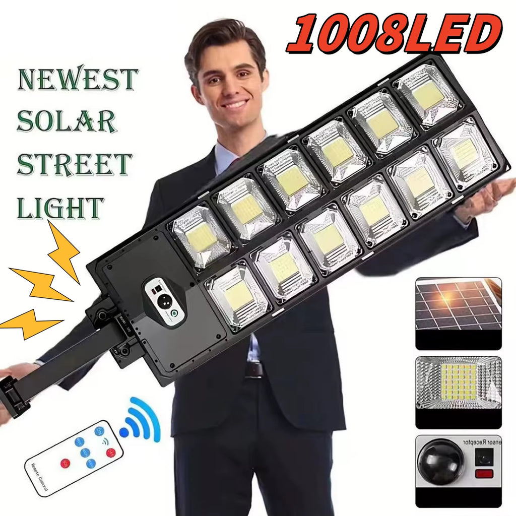 Super Bright 1008 LED Solar Lights Outdoor Street Lamp 3 Modes IPX65 Waterproof Garden Lighting with Smart Motion Sensor