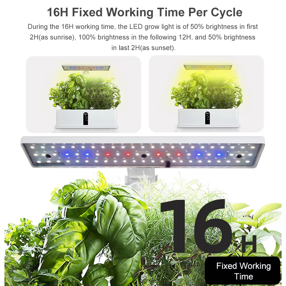 Smart Hydroponics Growing System Indoor Garden Kit 9 Pods Automatic Timing with Height Adjustable 15W LED Grow Lights
