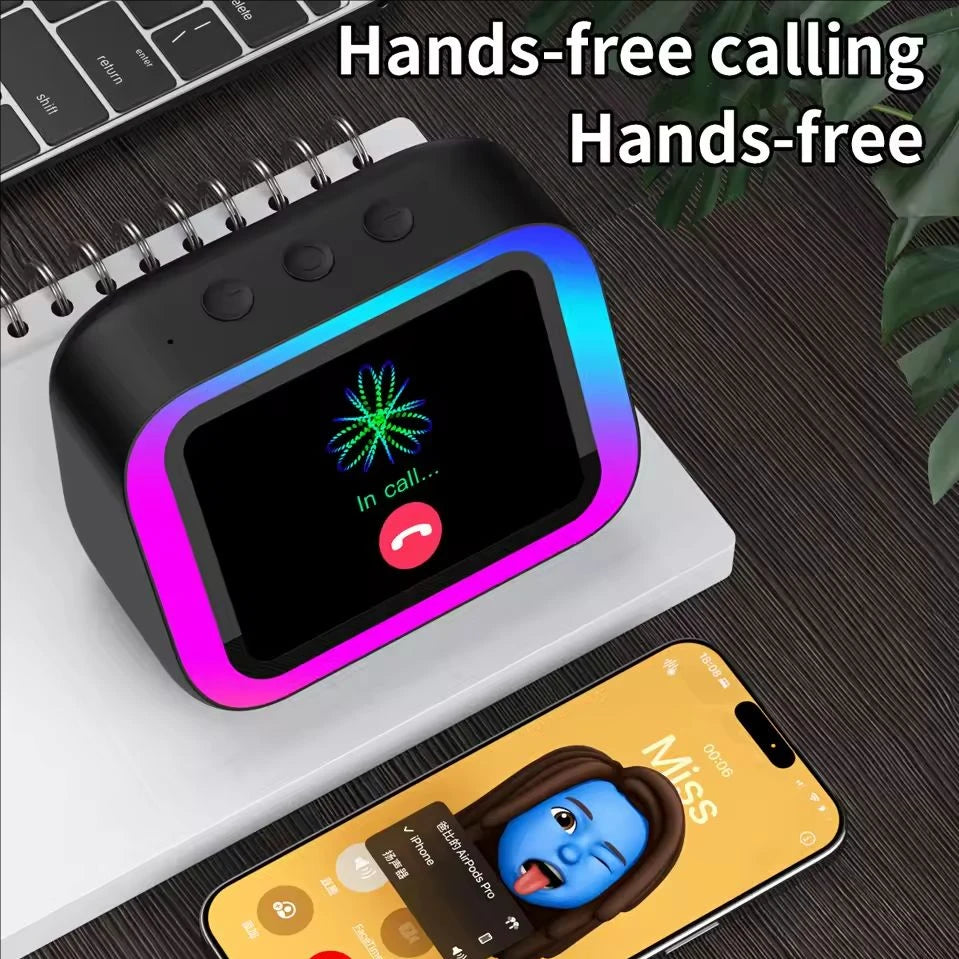 AI Smart Bluetooth 5.4 Speaker HD Touch Screen Display Electronic Album Alarm Clock Hi-fi Stereo Sound Voice Speaking Assistant