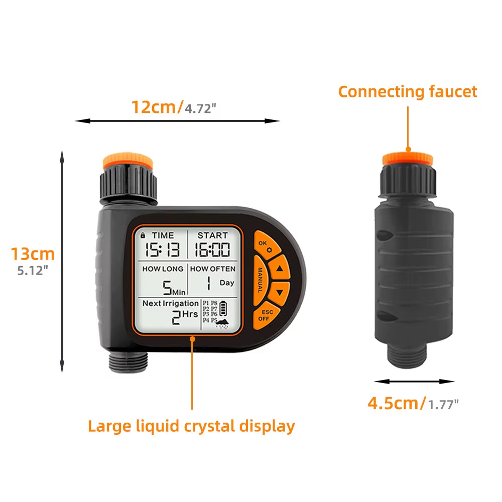 20M Smart Garden Timer Irrigation Set IPX5 Waterproof LCD Automatic Watering Controller Set with Rain Sensor for Farms