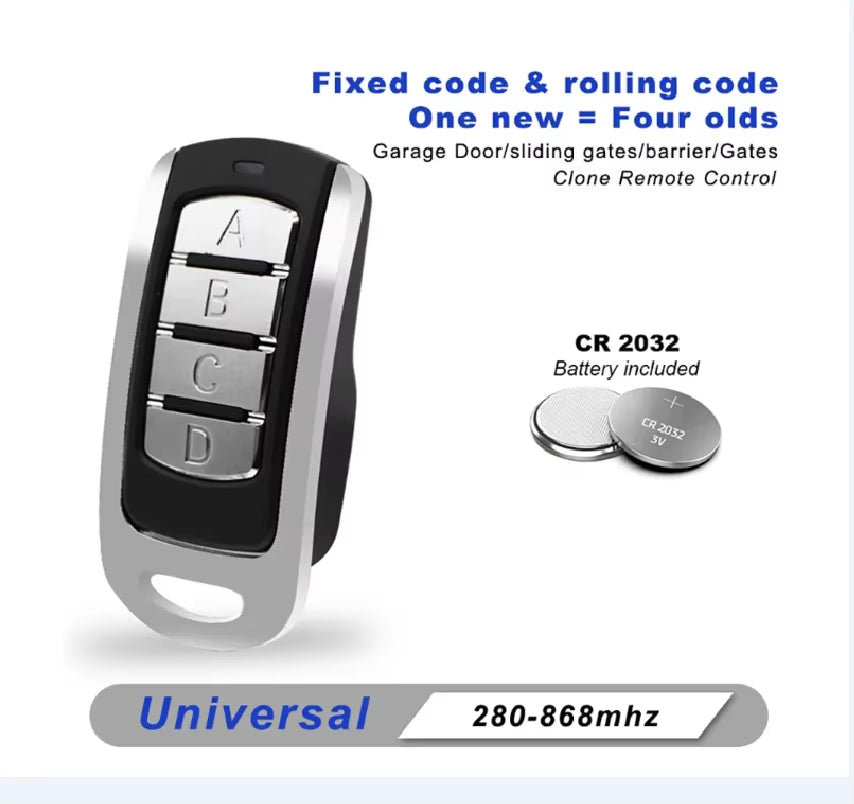 Multi-Frequency Garage Controller 280Mhz 868Mhz Gate Remote Fixed Rolling Code Control Duplicator Universal Key 4 in 1 Command