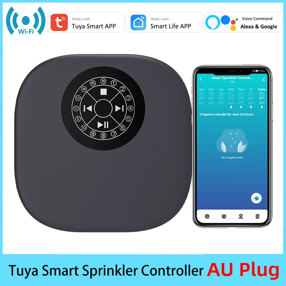Tuya Smart Home 16 Zone Wifi Watering Timer Irrigation Sprinkler Controller Remote Access Weather Aware Timer Valve Alexa Google