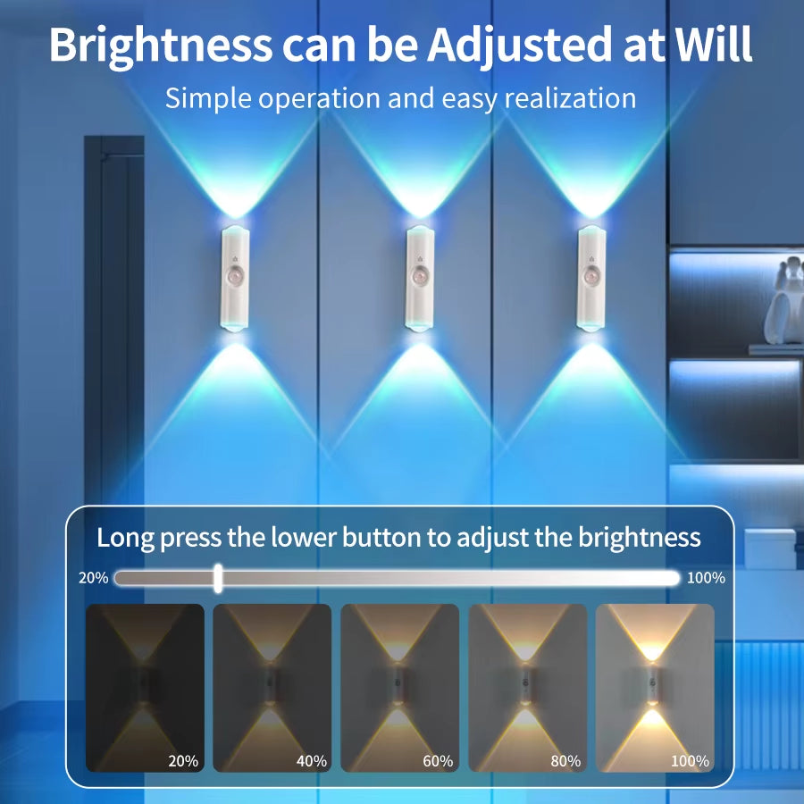 Smart RGB Gradient Wall Light Motion Sensor Magnetic Rechargeable Wall Sunset Lamp for Bedroom Closet Garden Room Decoration