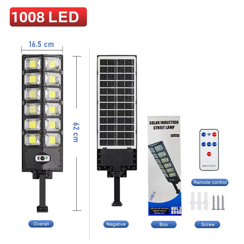 Super Bright 1008 LED Solar Lights Outdoor Street Lamp 3 Modes IPX65 Waterproof Garden Lighting with Smart Motion Sensor