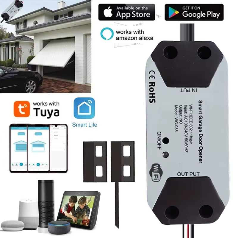 Tuya Wifi Garage Controller Switch for Gate Opener Work with Alexa Google Home Smart Life Voice Remote Control Panel Smart Home