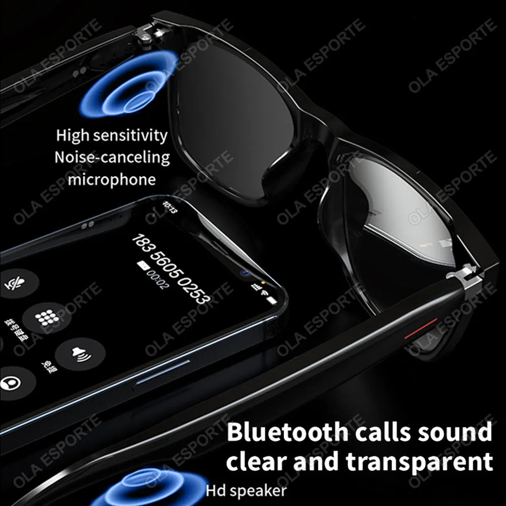 Smart Glasses Blue Light Filtering Polarized Sunglass Lenses Audio Built-in Mic Speakers Touch Voice Assistant Glasses Earphones