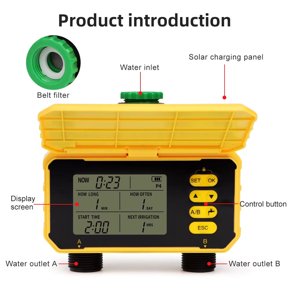 Smart Wifi Irrigation Watering Timer LCD Display Solar Irrigation Controller 1/2 Zone Automatic Watering System for Garden Lawn