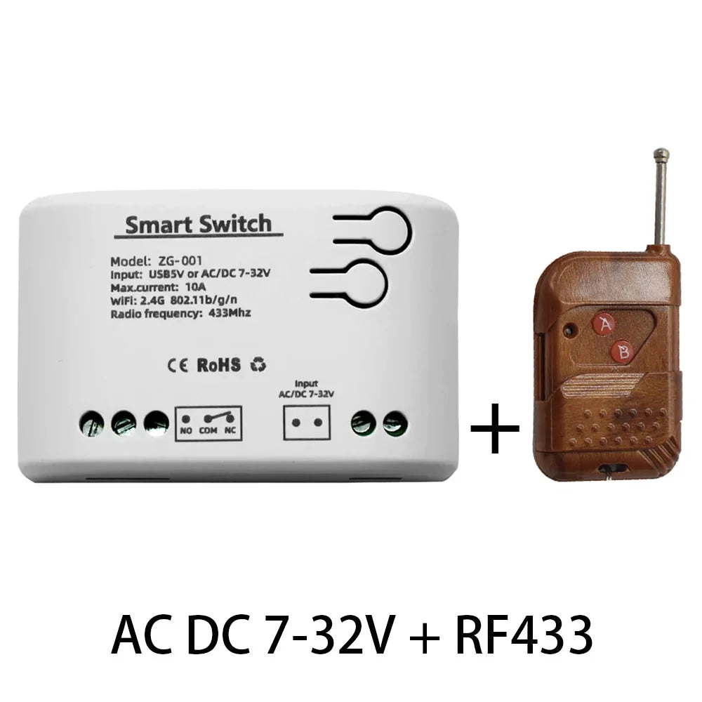 Zigbee Smart 1 way Controller Remote Control Switch Garage One Relay Module with RF433 Intelligent Circuit breaker Timer Alexa