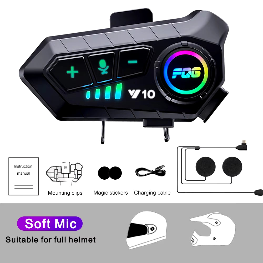 Bluetooth 5.3 Motorcycle Helmet Headset - Wireless Hands-Free Calling and MP3 Music Player with Waterproof Design
