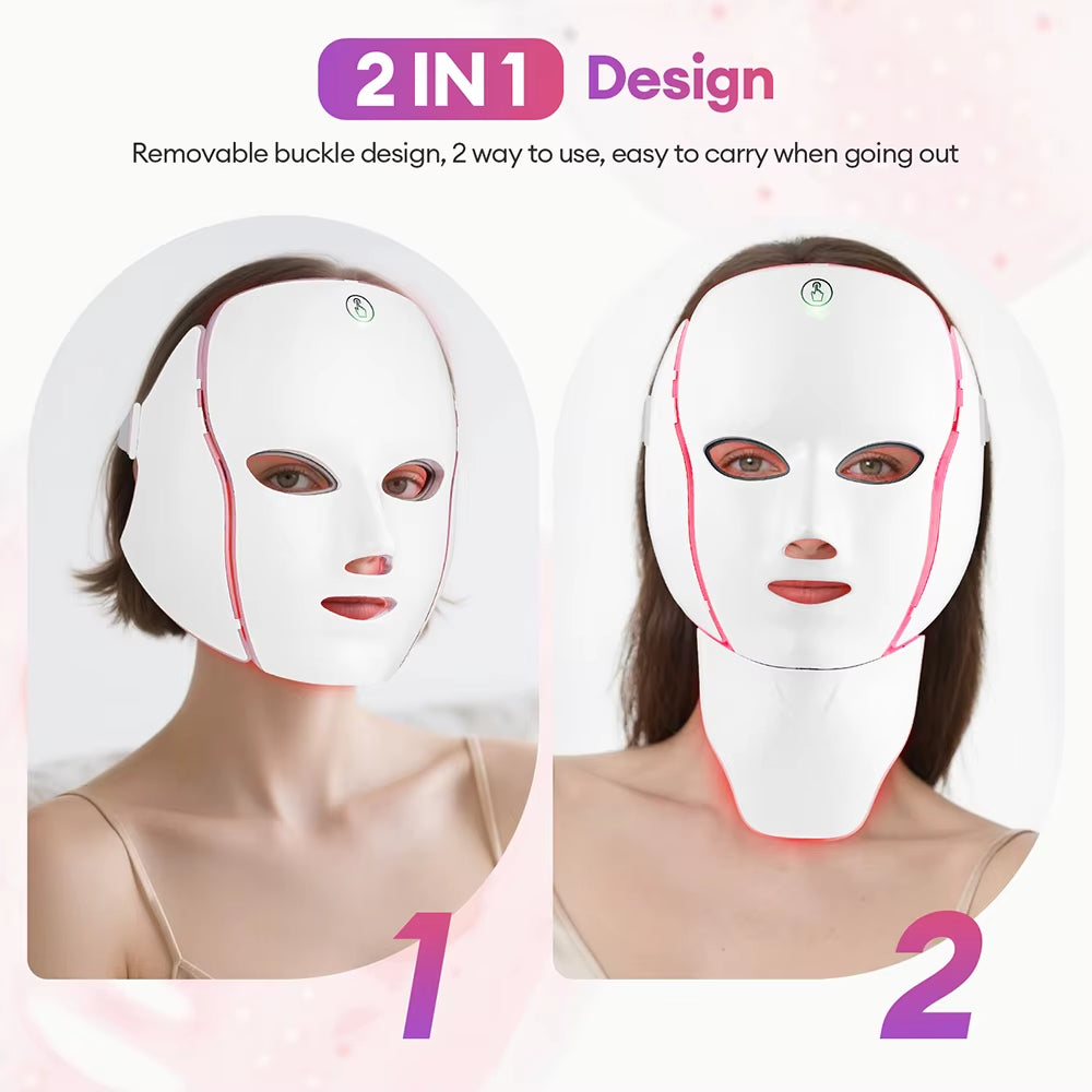 Face Neck Beauty Mask 7 Colors Light LED Mask Photon Red Light Facial Skin Care Repair Skin anti Aging Wrinkle Skin Tightening