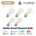 MOES Tuya Matter E27 7W Smart LED Filament Bulb 806Lm Dimmable 2700K-6500K Adjustable White Voice Control Alexa Google Home