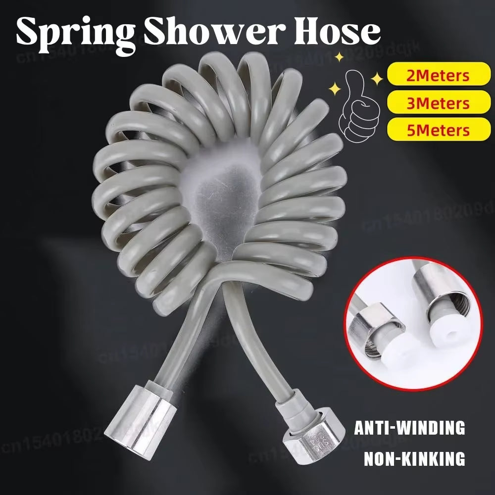 2M 3M 5M Spring Shower Hose Meters Water Plumbing Hose Plastic Bathroom Water Toilet Bidet Sprayer Telephone Line Soft Hoses
