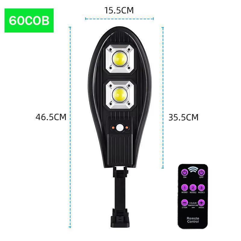 160COB Solar LED Street Light Waterproof Smart Remote Control PIR Motion Sensor Lamp 1500W Outdoor Garden Security Wall Light