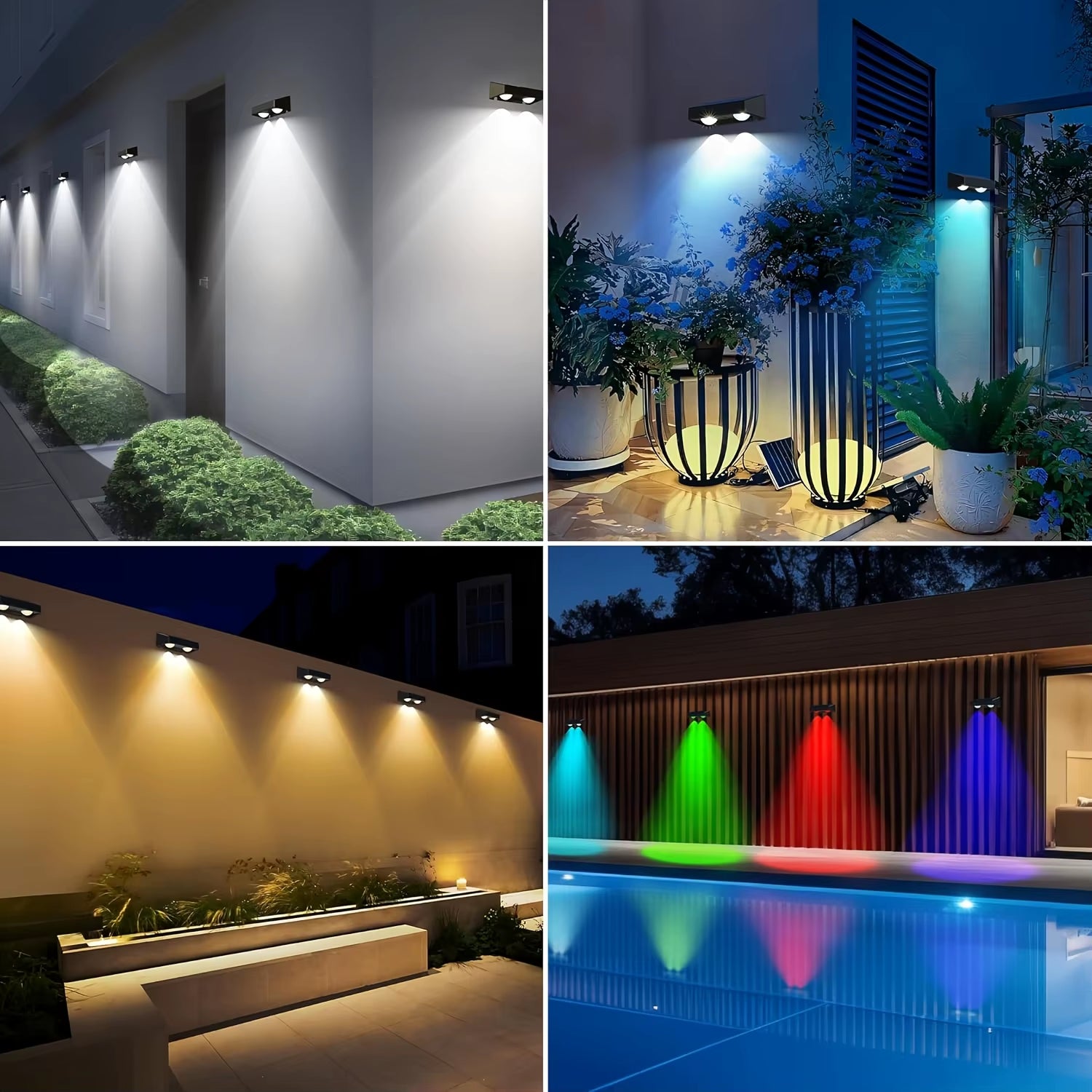 4/2 Packs Solar Fence Decorative Lights RGB Outdoor Smart Lighting for Christmas Halloween Shopping Malls Garages Stairs Garden