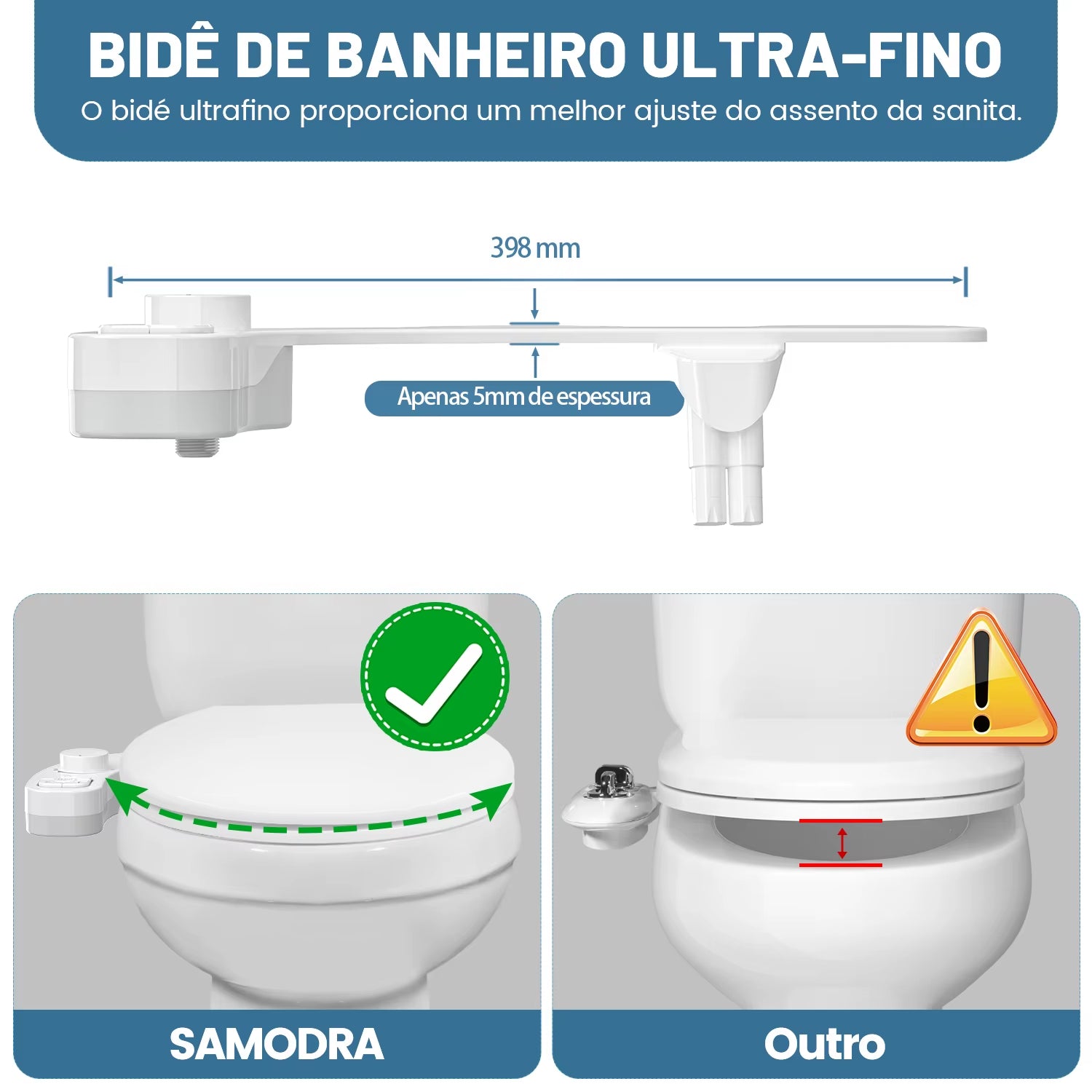 Non-Electric Bidet - Self Cleaning Dual Nozzle (Frontal and Rear Wash) Water Bidet Toilet Seat Attachment