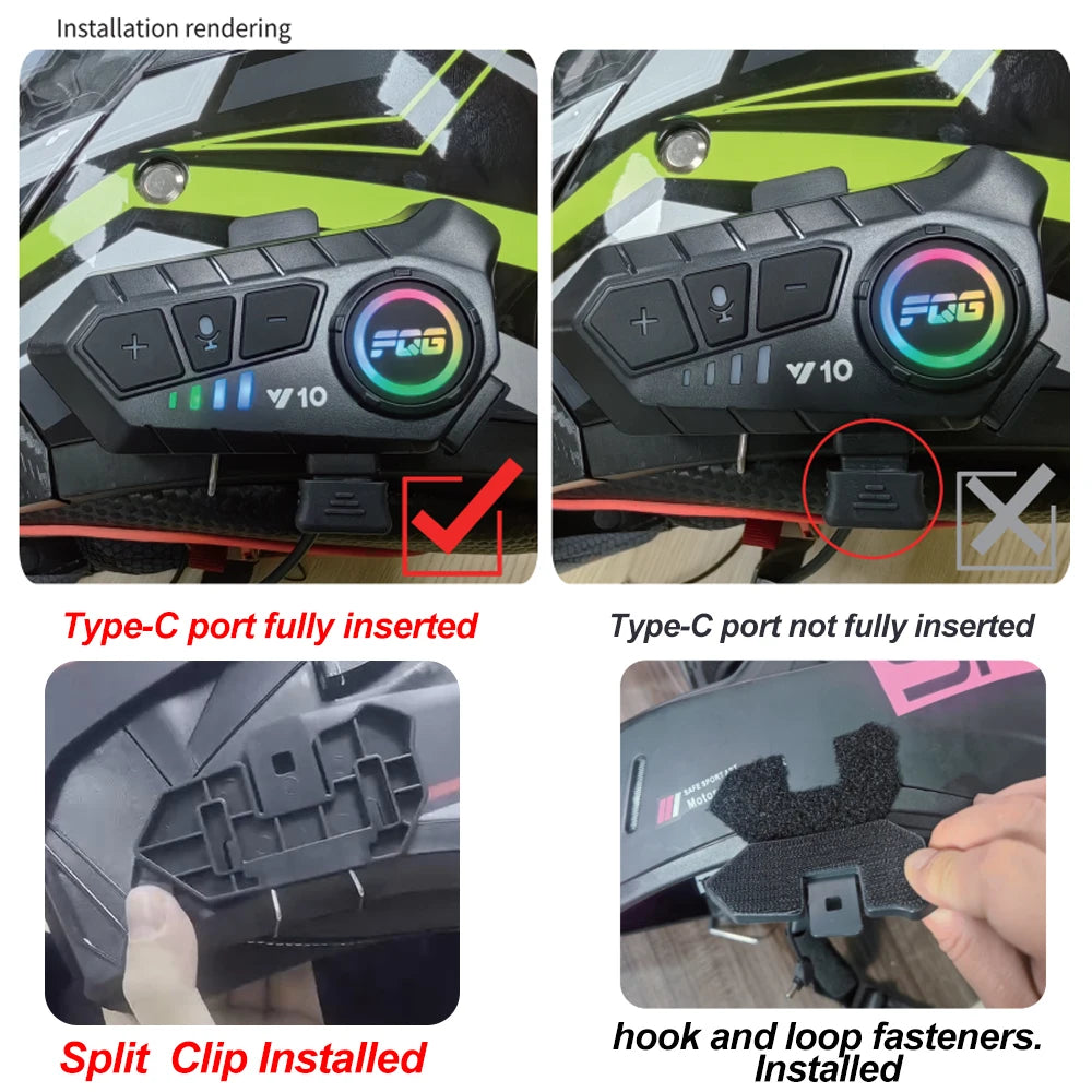 Bluetooth 5.3 Motorcycle Helmet Headset - Wireless Hands-Free Calling and MP3 Music Player with Waterproof Design