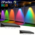 4/2 Packs Solar Fence Decorative Lights RGB Outdoor Smart Lighting for Christmas Halloween Shopping Malls Garages Stairs Garden