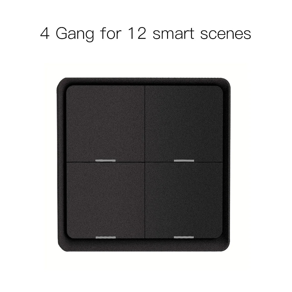 MOES 4 Gang Tuya ZigBee Wireless 12 Scene Switch Push Button Controller Battery Powered Automation Scenario for Tuya Devices