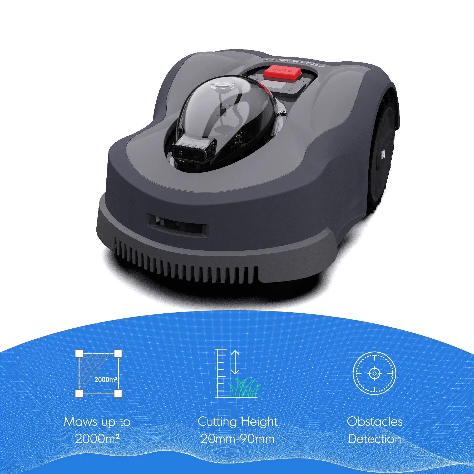 NOVABOT 1600W Smart  Lawnmower Cordless Rechargeable ic Grass Cutter Remote Control Industrial Garden Grass Box