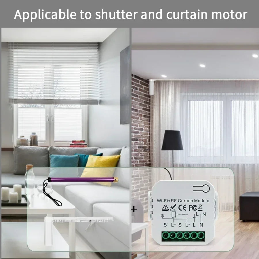 Tuya Wifi Smart Curtain Switch RF433Mhz Remote Smart Life Alexa Google Home App Voice Control Electric Roller Blinds Shutters