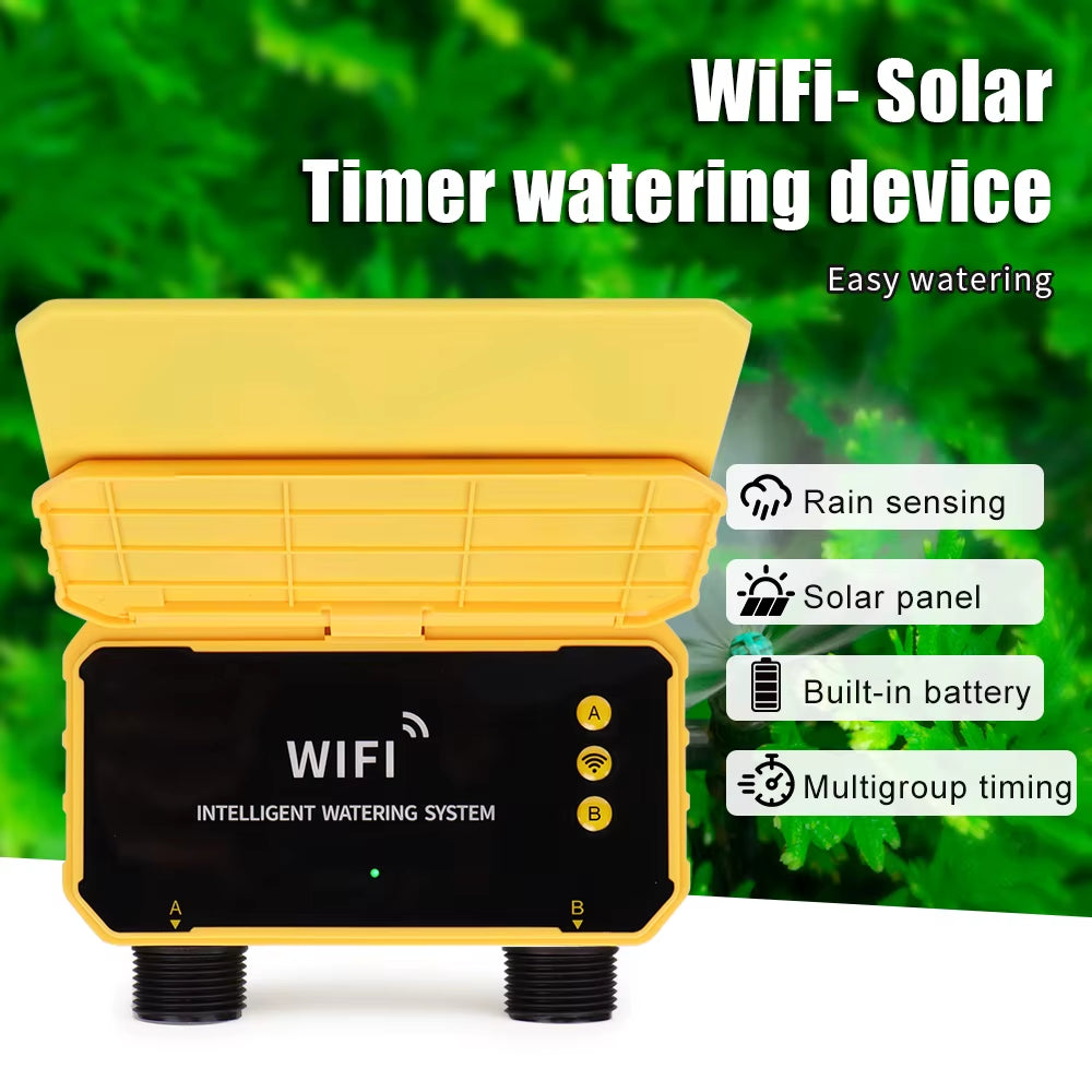 Smart Wifi Irrigation Watering Timer LCD Display Solar Irrigation Controller 1/2 Zone Automatic Watering System for Garden Lawn