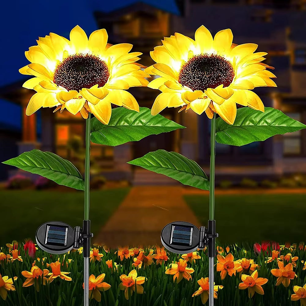Simulated Outdoor Solar Sunflowers Smart Sense Garden Lights Yard Wedding Thanksgiving Decor Light Waterproof LED Lawn Light