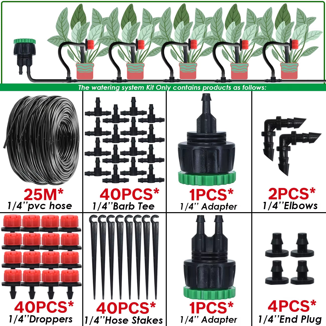 5-50M Smart Garden Automatic Watering System Kit 4/7Mm Micro Drip Irrigation Dropper DIY for Potted Plants Lawn Greenhouse