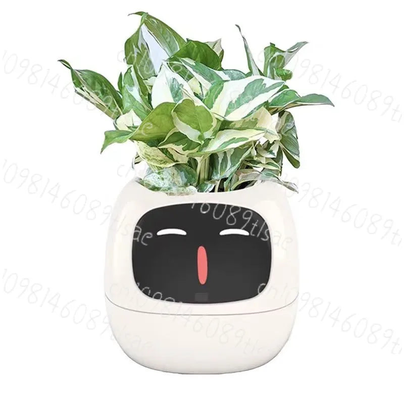 Smart Cute Pet-style Small Flower Pot with Green Plants, Emotionally Interactive Via Plant States
